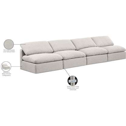 Indulge Cream Linen Textured Fabric Modular Sofa