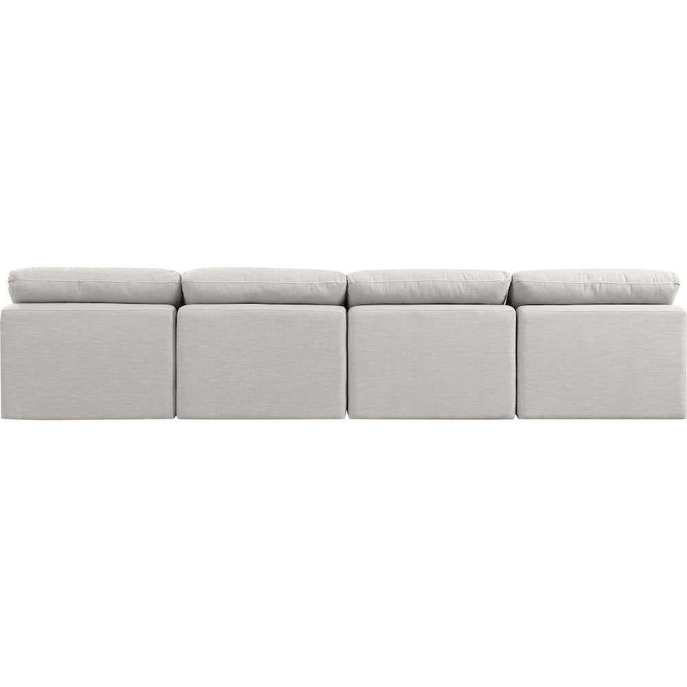 Indulge Cream Linen Textured Fabric Modular Sofa