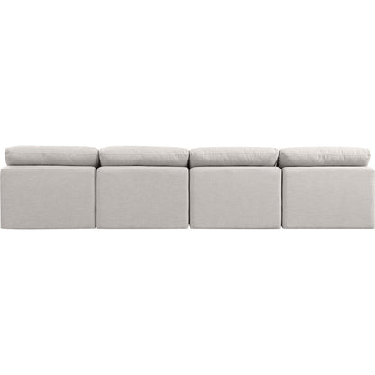 Indulge Cream Linen Textured Fabric Modular Sofa