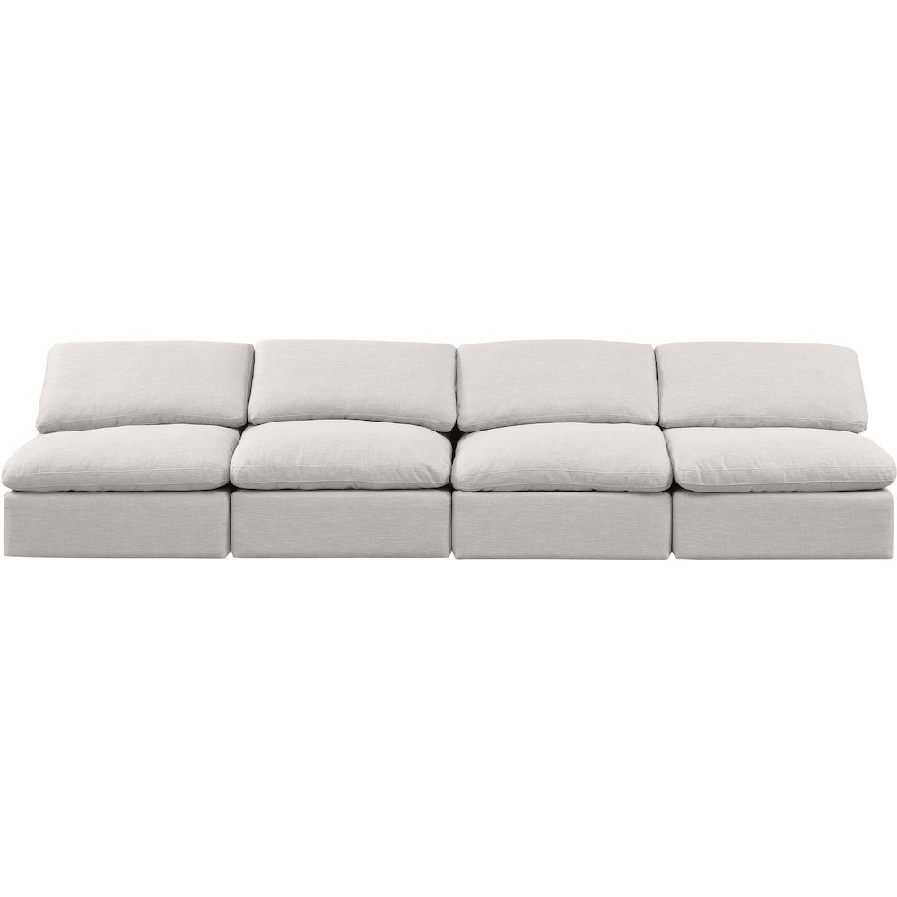 Indulge Cream Linen Textured Fabric Modular Sofa