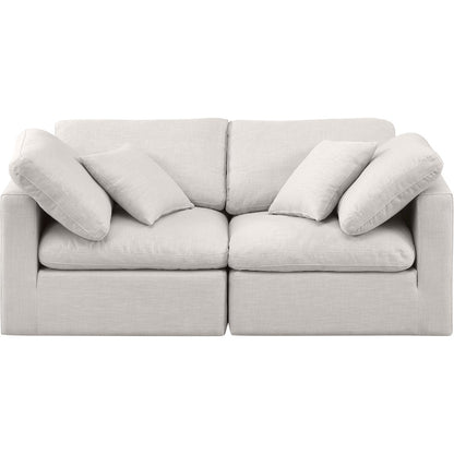 Indulge Cream Linen Textured Fabric Modular Sofa