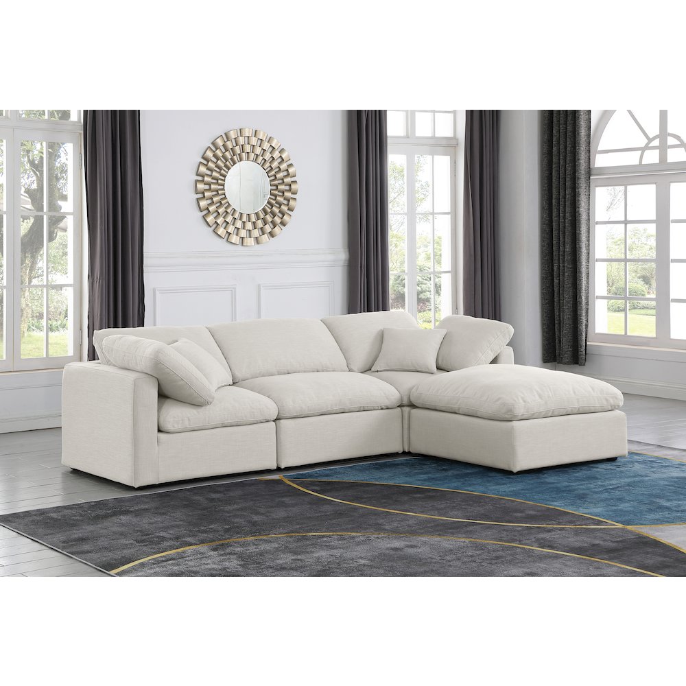 Indulge Cream Linen Textured Fabric Modular Sectional