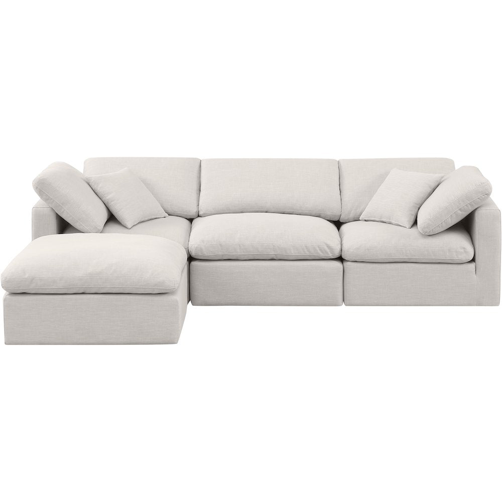 Indulge Cream Linen Textured Fabric Modular Sectional