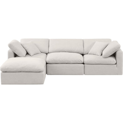 Indulge Cream Linen Textured Fabric Modular Sectional