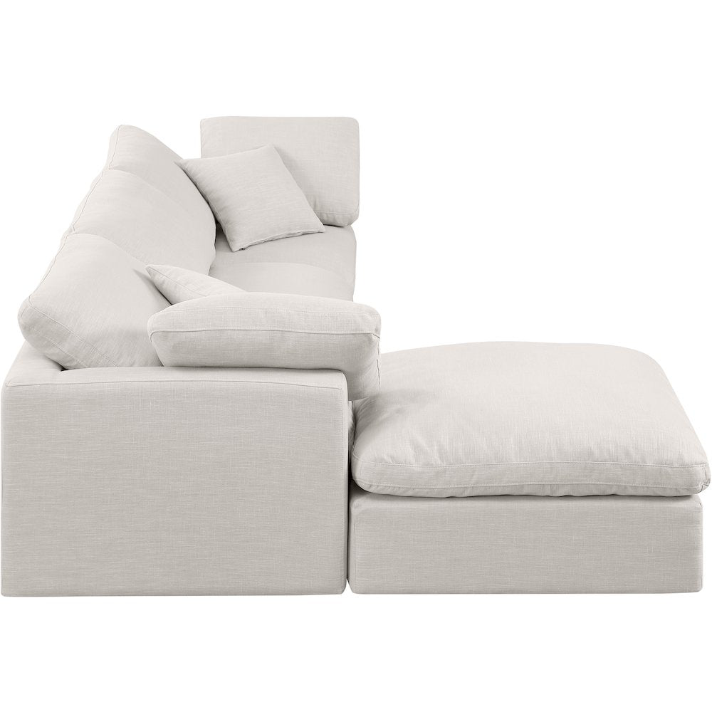 Indulge Cream Linen Textured Fabric Modular Sectional
