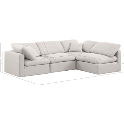 Indulge Cream Linen Textured Fabric Modular Sectional