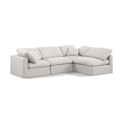 Indulge Cream Linen Textured Fabric Modular Sectional