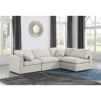 Indulge Cream Linen Textured Fabric Modular Sectional