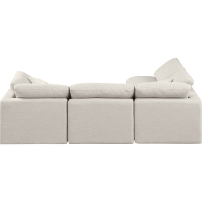 Indulge Cream Linen Textured Fabric Modular Sectional