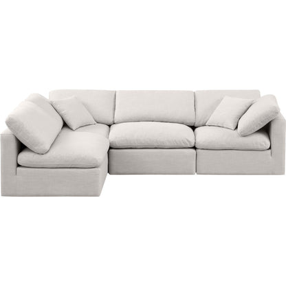 Indulge Cream Linen Textured Fabric Modular Sectional