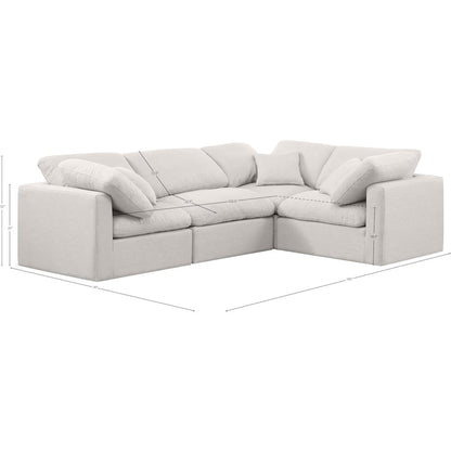 Indulge Cream Linen Textured Fabric Modular Sectional