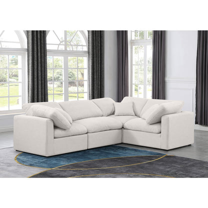Indulge Cream Linen Textured Fabric Modular Sectional