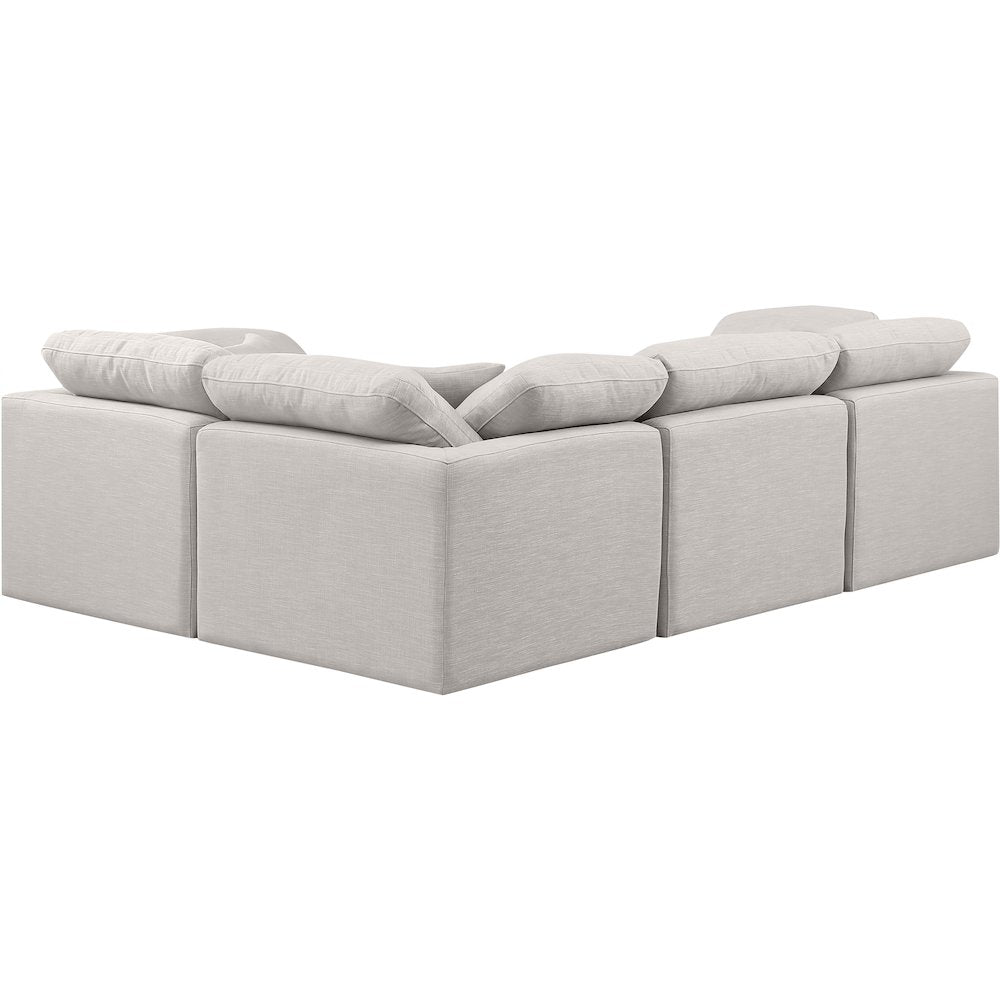Indulge Cream Linen Textured Fabric Modular Sectional