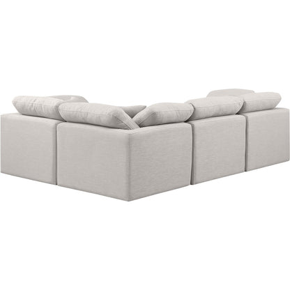 Indulge Cream Linen Textured Fabric Modular Sectional