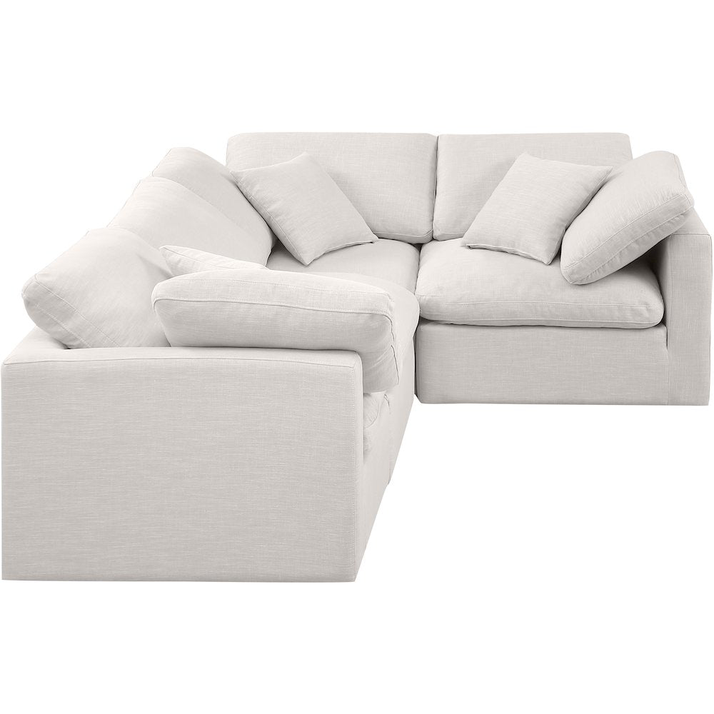 Indulge Cream Linen Textured Fabric Modular Sectional