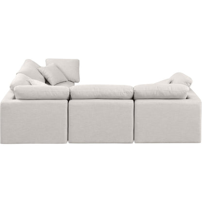 Indulge Cream Linen Textured Fabric Modular Sectional