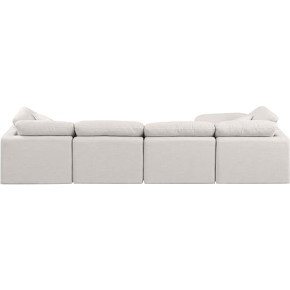 Indulge Cream Linen Textured Fabric Modular Sectional