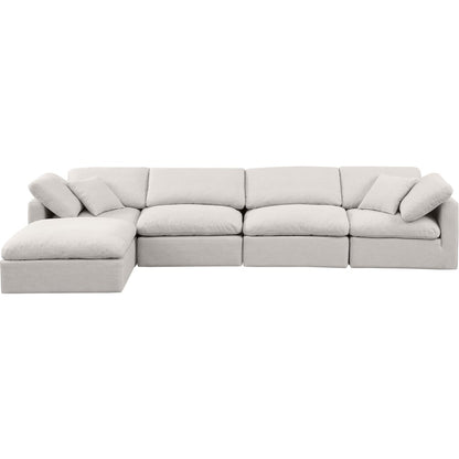 Indulge Cream Linen Textured Fabric Modular Sectional