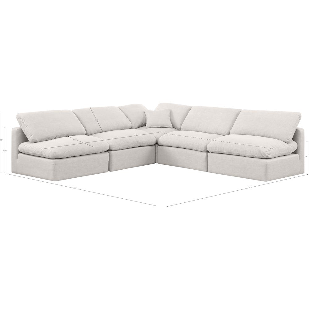Indulge Cream Linen Textured Fabric Modular Sectional