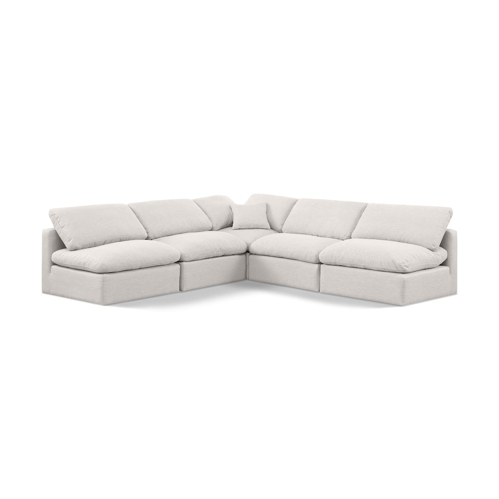 Indulge Cream Linen Textured Fabric Modular Sectional