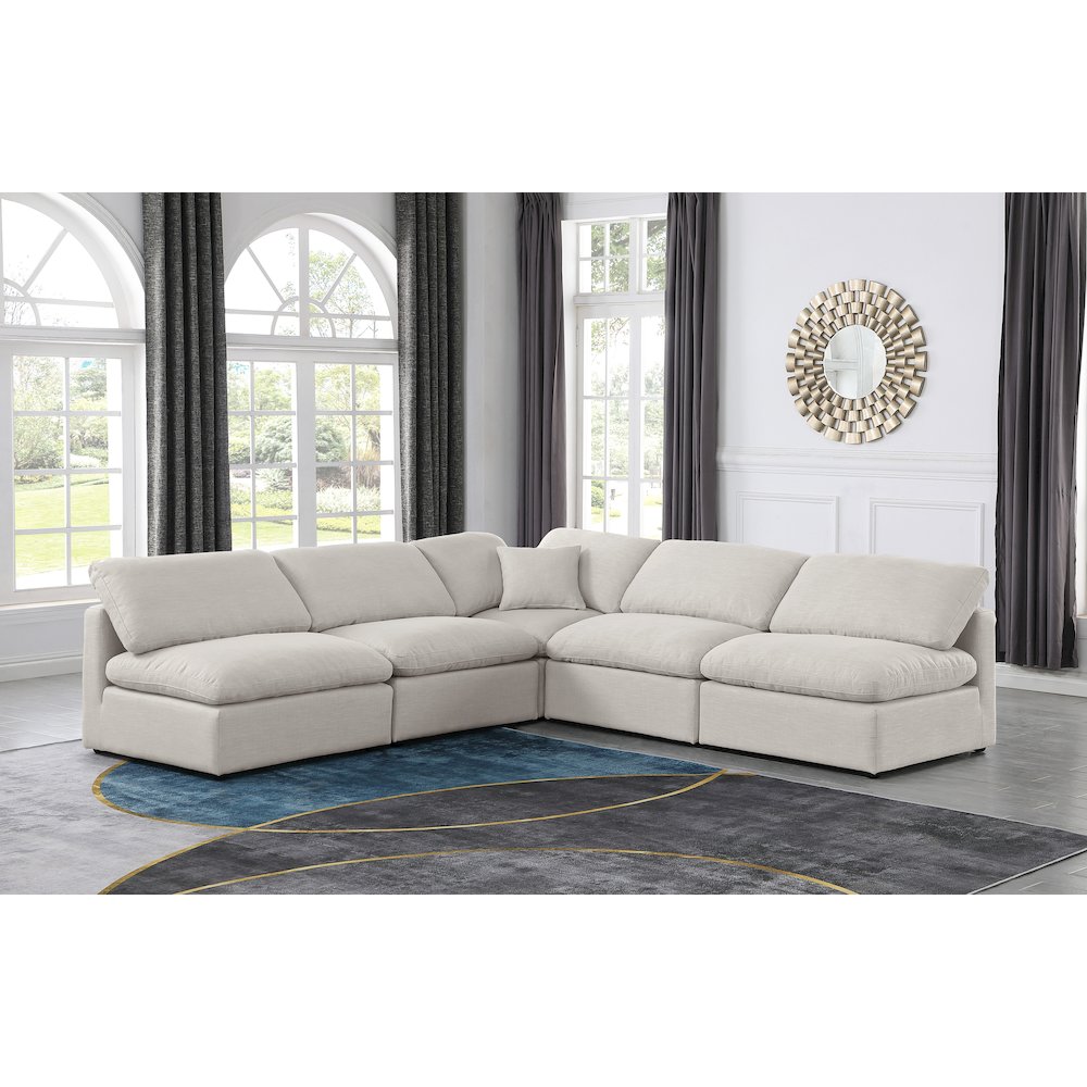 Indulge Cream Linen Textured Fabric Modular Sectional