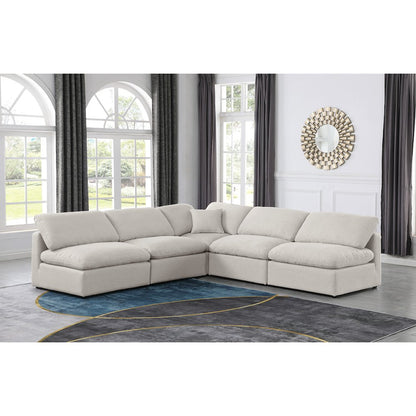 Indulge Cream Linen Textured Fabric Modular Sectional