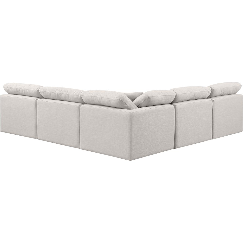 Indulge Cream Linen Textured Fabric Modular Sectional