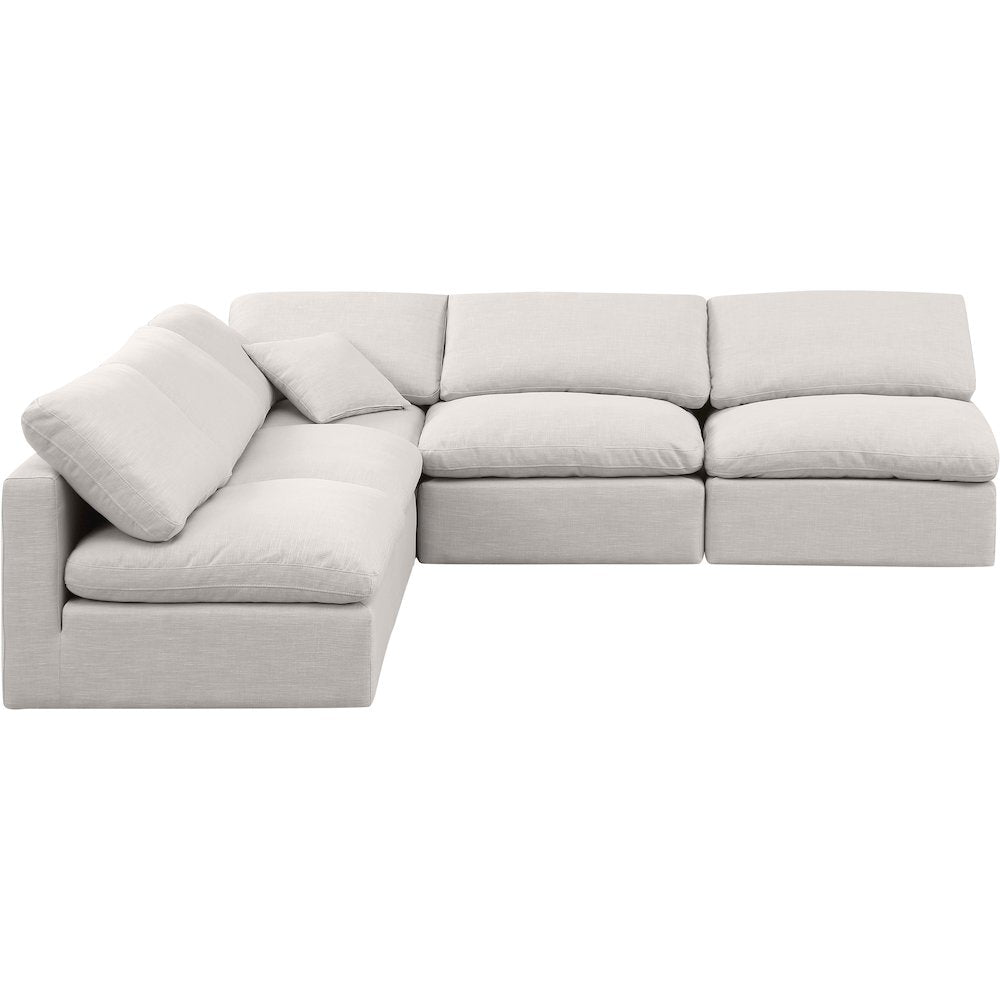Indulge Cream Linen Textured Fabric Modular Sectional