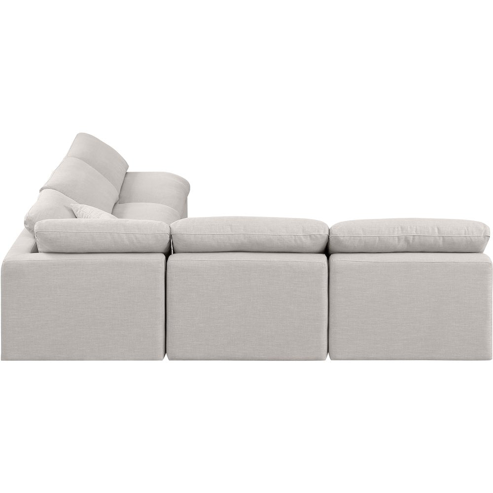Indulge Cream Linen Textured Fabric Modular Sectional
