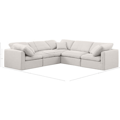Indulge Cream Linen Textured Fabric Modular Sectional