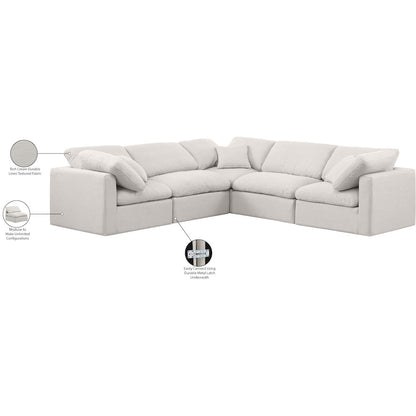Indulge Cream Linen Textured Fabric Modular Sectional