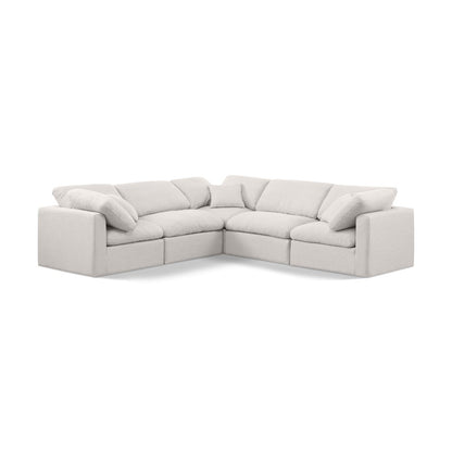 Indulge Cream Linen Textured Fabric Modular Sectional