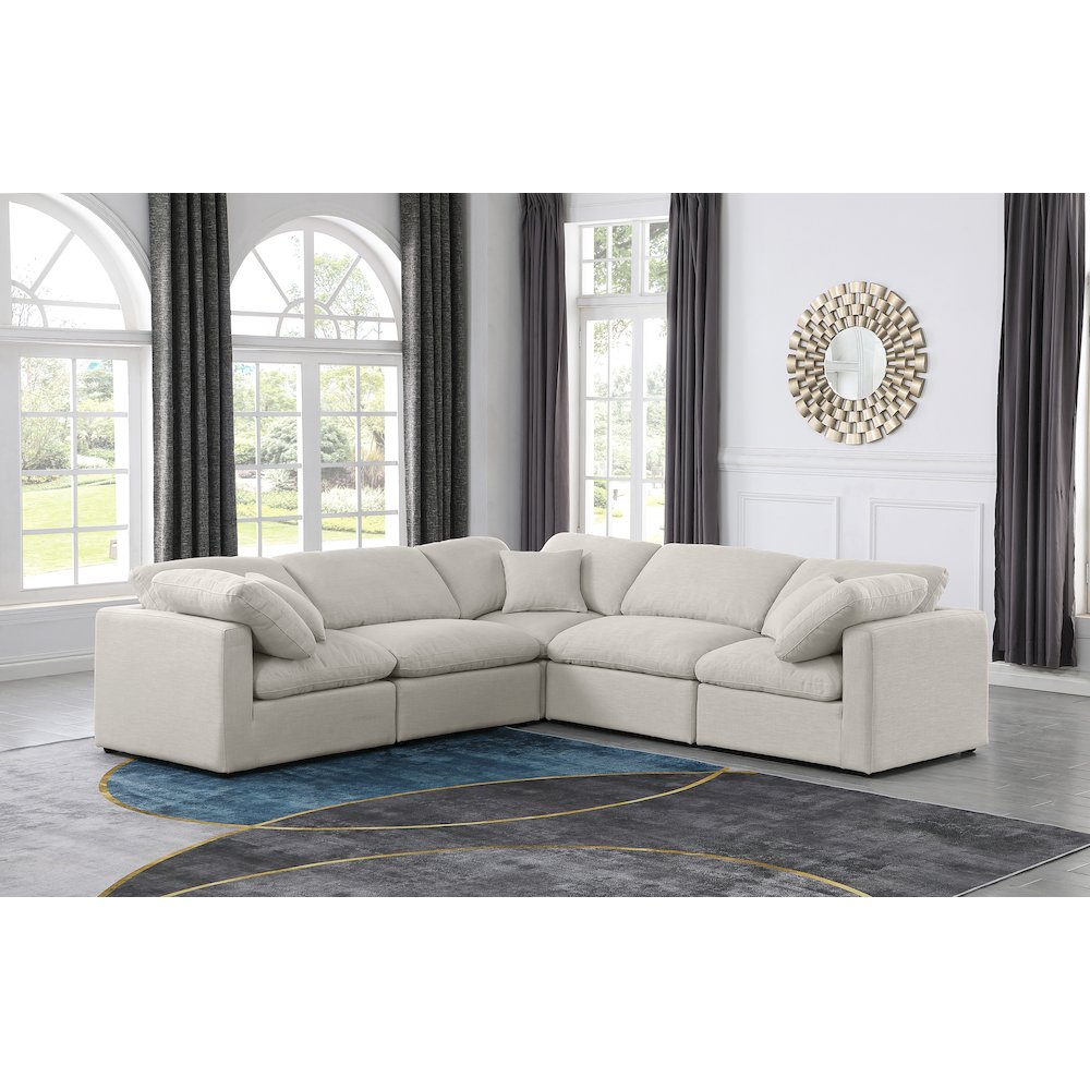 Indulge Cream Linen Textured Fabric Modular Sectional