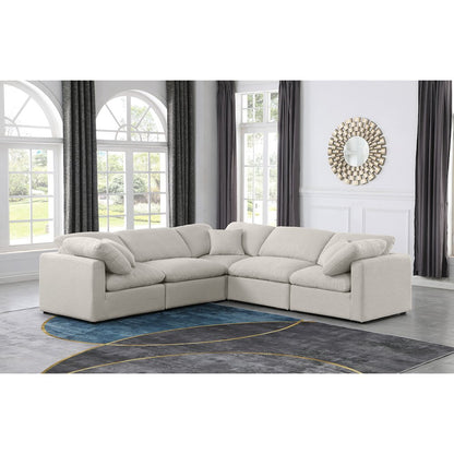 Indulge Cream Linen Textured Fabric Modular Sectional