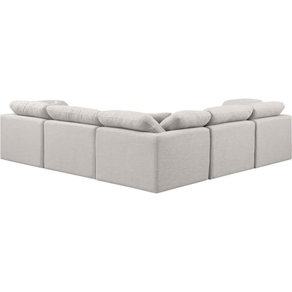 Indulge Cream Linen Textured Fabric Modular Sectional