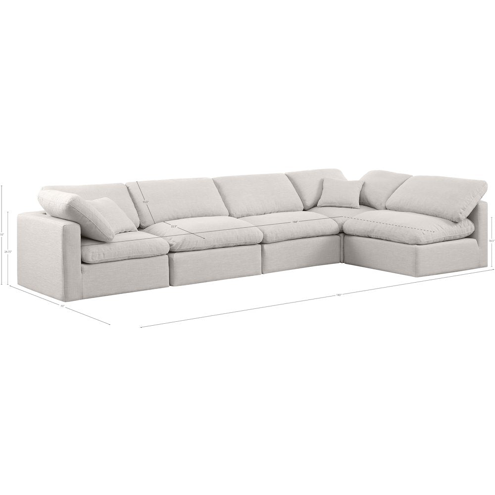 Indulge Cream Linen Textured Fabric Modular Sectional