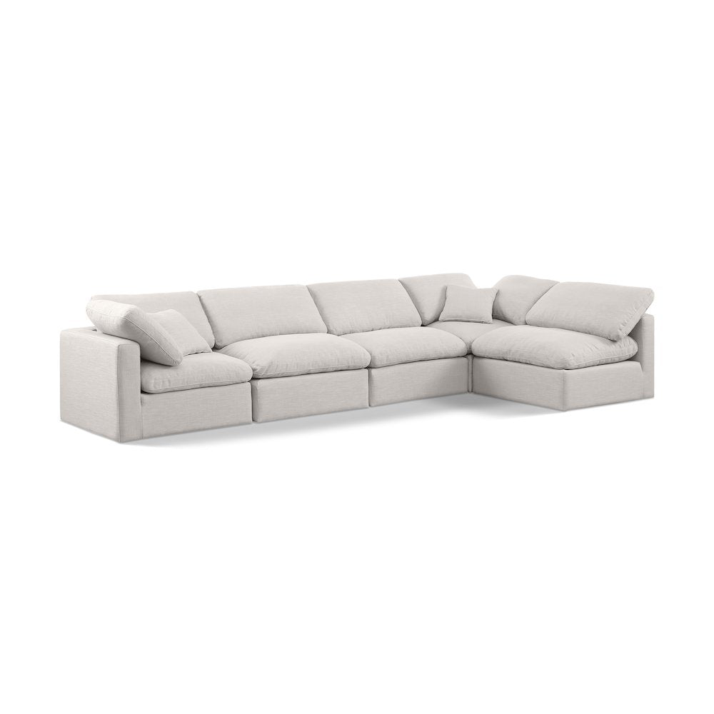 Indulge Cream Linen Textured Fabric Modular Sectional