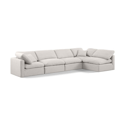 Indulge Cream Linen Textured Fabric Modular Sectional