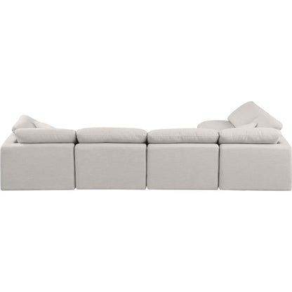 Indulge Cream Linen Textured Fabric Modular Sectional