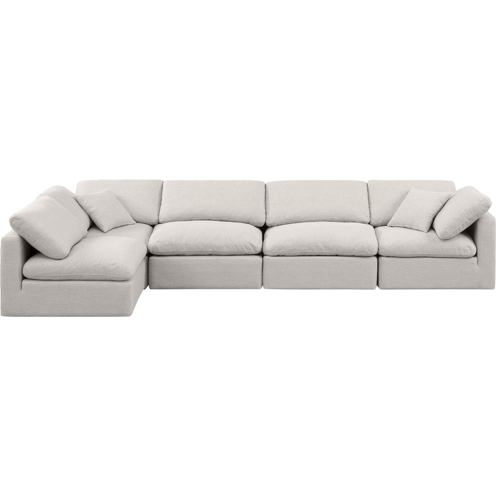 Indulge Cream Linen Textured Fabric Modular Sectional