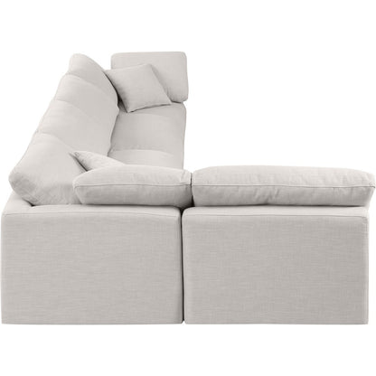 Indulge Cream Linen Textured Fabric Modular Sectional