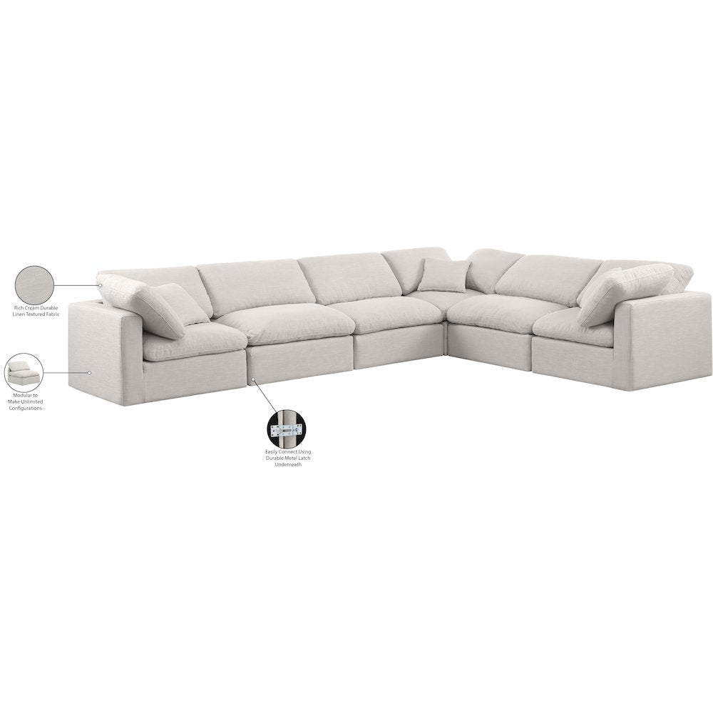 Indulge Cream Linen Textured Fabric Modular Sectional