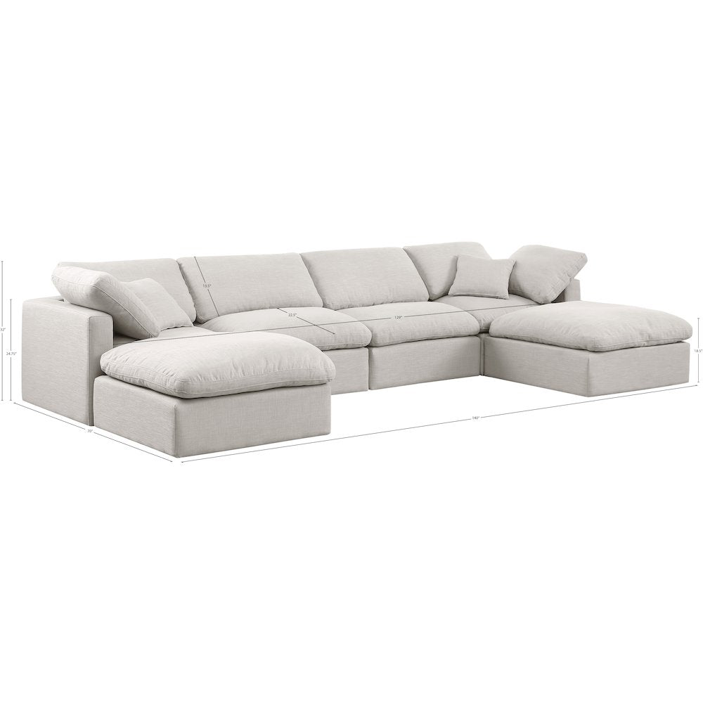 Indulge Cream Linen Textured Fabric Modular Sectional