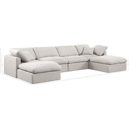 Indulge Cream Linen Textured Fabric Modular Sectional