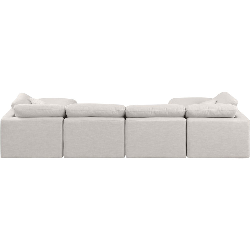 Indulge Cream Linen Textured Fabric Modular Sectional