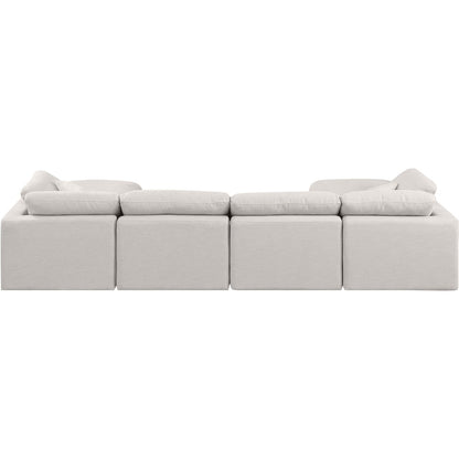 Indulge Cream Linen Textured Fabric Modular Sectional