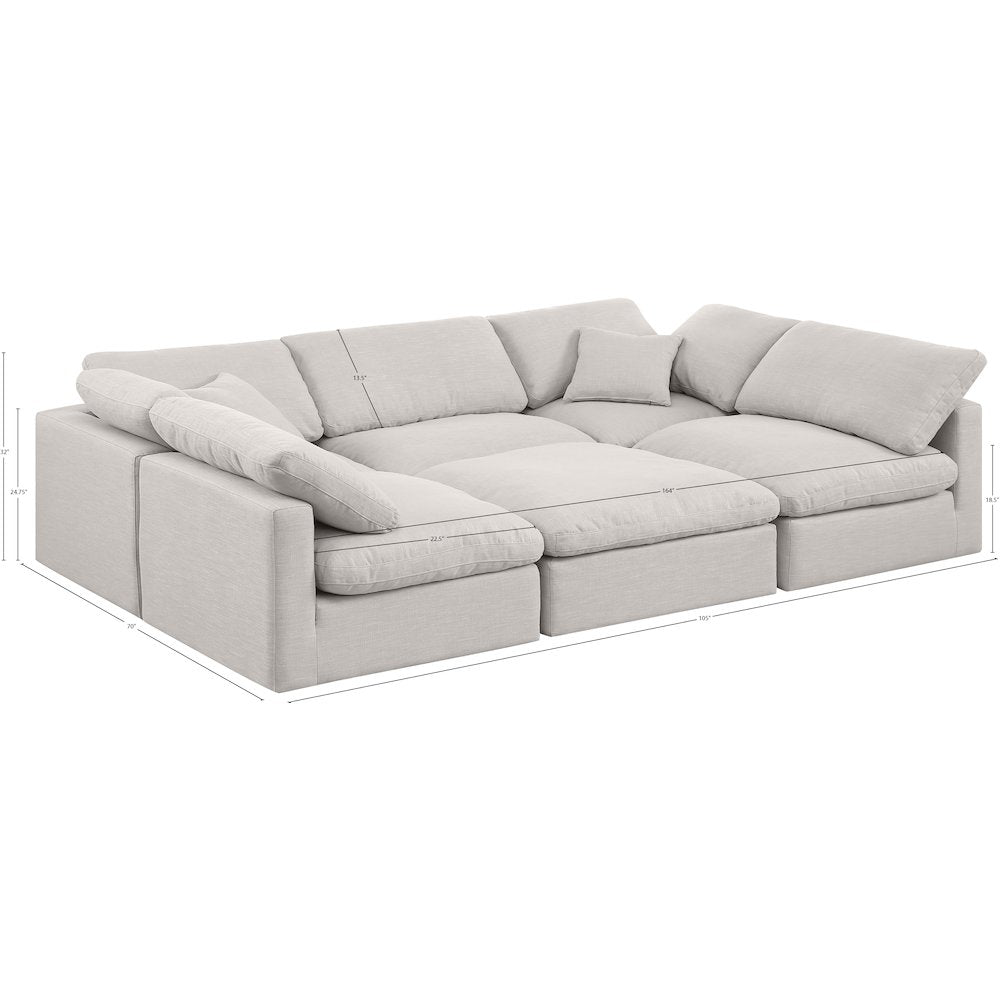 Indulge Cream Linen Textured Fabric Modular Sectional