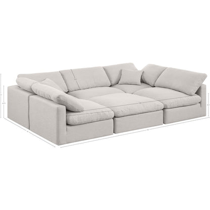 Indulge Cream Linen Textured Fabric Modular Sectional