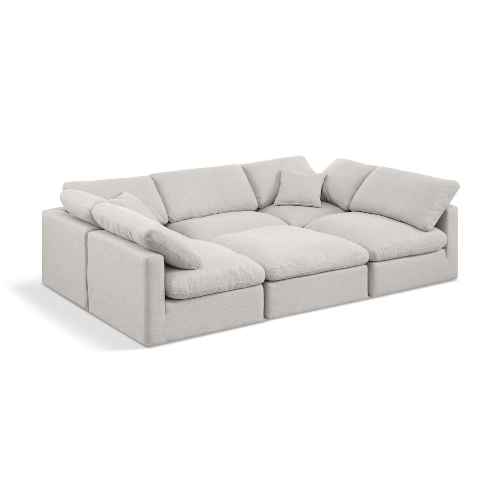 Indulge Cream Linen Textured Fabric Modular Sectional