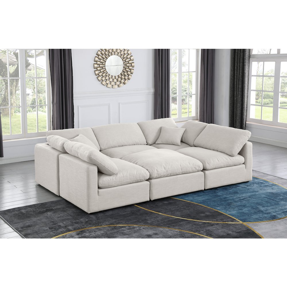 Indulge Cream Linen Textured Fabric Modular Sectional